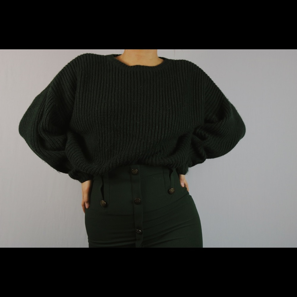 ASOS Chunky Sweater in Crop with Volume Sleeve